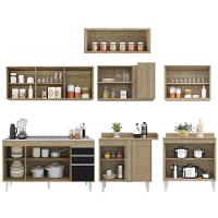 Armário De Cozinha Modulado De Canto 7 Peças Cp24 Com Pia Inox Castanho/preto - Lumil - 6