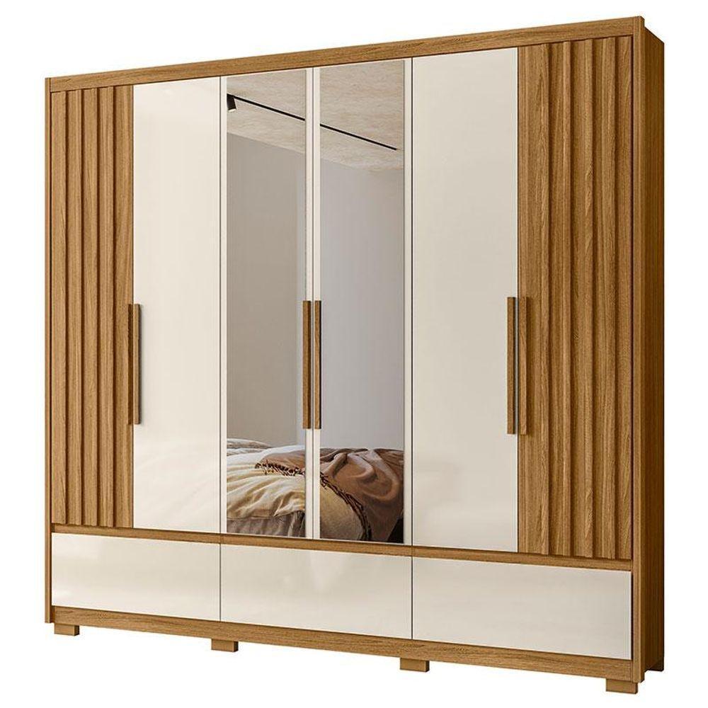 Guarda Roupa Casal Amazonas 6 Portas Freijó Off White Com Espelho - Moval - 1