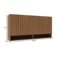 Armário Aéreo Monza 120cm 1 Porta Basculante Ripado Freijó Com Nichos - Indékes Freijó - 3