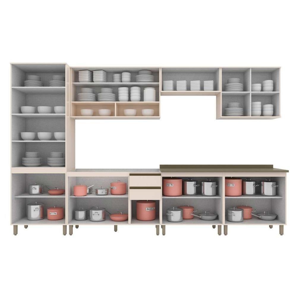 Cozinha Modulada Connect 9 Peças 33 Aéreos + 3 Balcões + 1 Paneleiro+ 2 Complementos C5p86 Off White2 Aéreos + 1 Balcão + 1 Complemento - 2