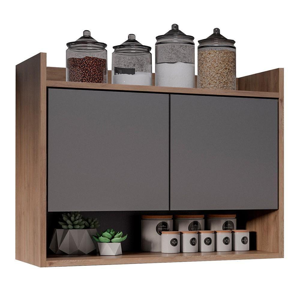 Armário De Cozinha Aéreo 71cm 2 Portas 1 Nicho Ceci Z34 Freijó/grafite - Mpozenato - 1