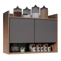 Armário De Cozinha Aéreo 71cm 2 Portas 1 Nicho Ceci Z34 Freijó/grafite - Mpozenato - 1