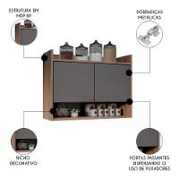Armário De Cozinha Aéreo 71cm 2 Portas 1 Nicho Ceci Z34 Freijó/grafite - Mpozenato - 3