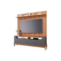 Home P/ Tv Até 70 Pol Moema/maragogi Ripado C/ 4 Portas E Pés 180x197cm Grafite/nature - Permóbili - 1