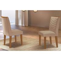 Kit 2 Cadeiras Sala Jantar Londrina 2 Un Madeira Capuccino Linho Bege Turim Rufato - 1