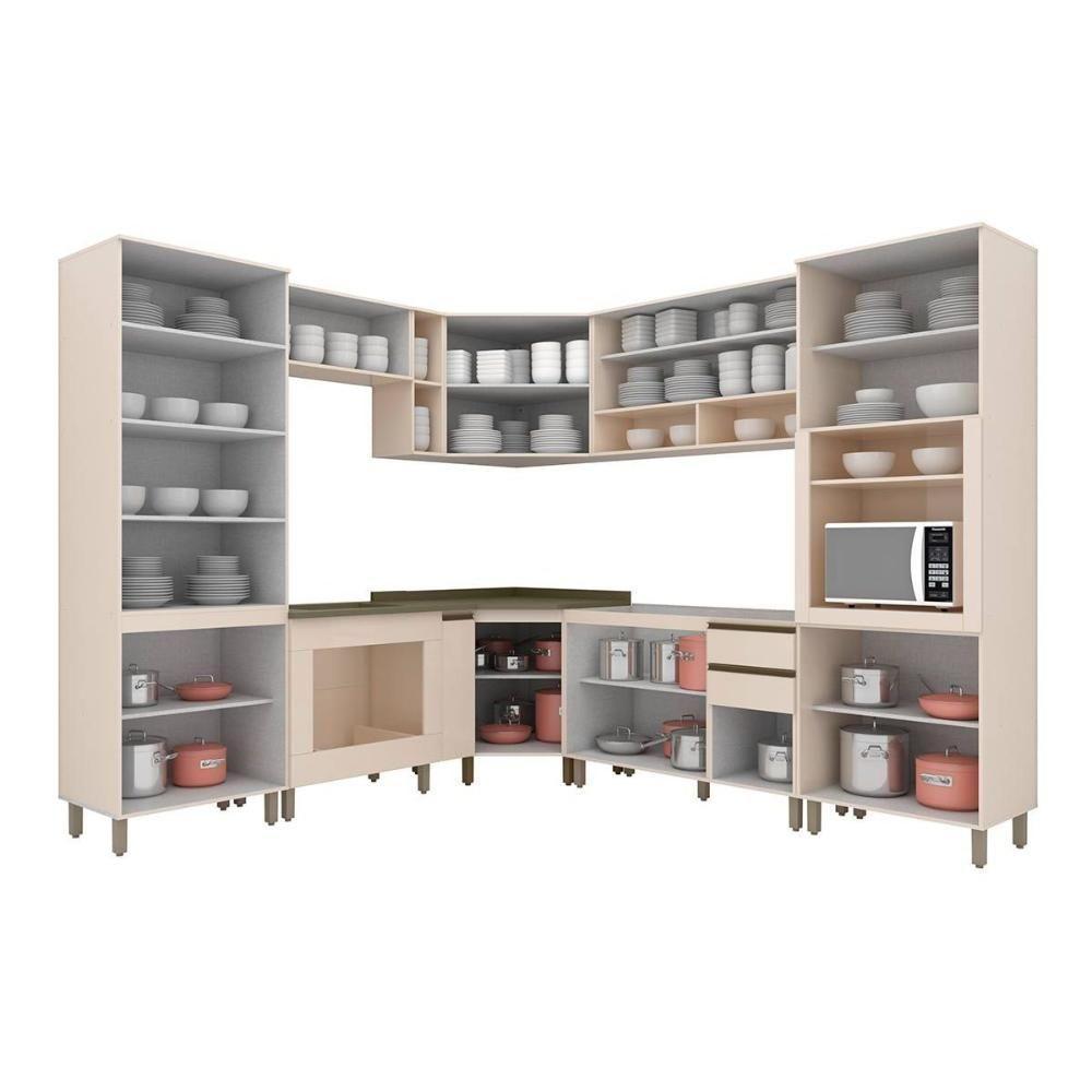 Cozinha Modulada Connect 13 Peças 4aéreos+4balcões+ 2 Paneleiros +3complementos C6p15 Duna Cristal2 Aéreos + 1 Balcão + 1 Complemento - 4