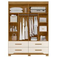 Guarda Roupa Solteiro Ambiente Miami 4 Portas Freijó Off White Com Espelho - Moval - 3