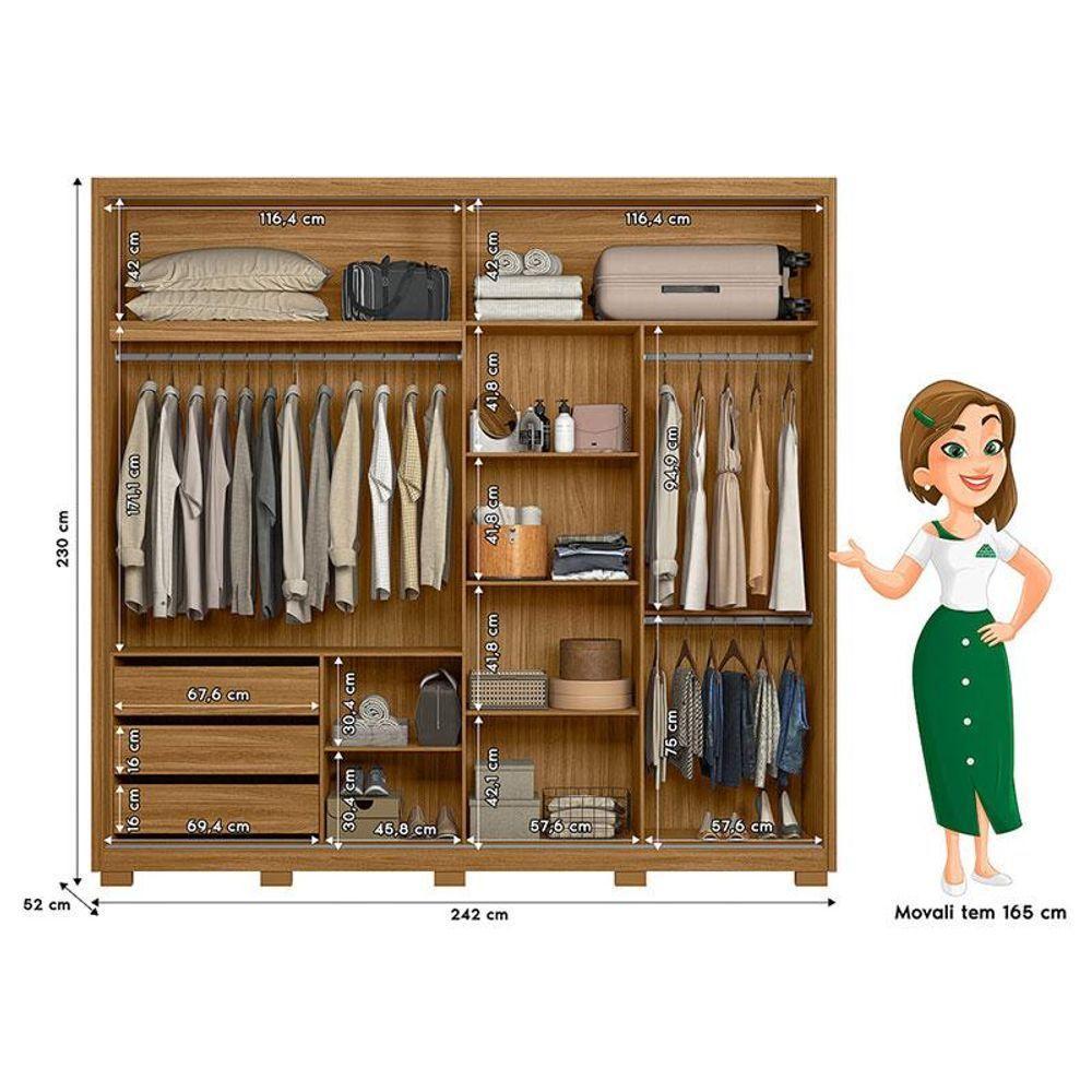 Guarda Roupa Casal Dhara E Cômoda Texas Freijó Off White - Moval - 2