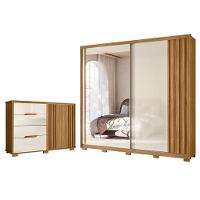 Guarda Roupa Casal Dhara E Cômoda Texas Freijó Off White - Moval - 1