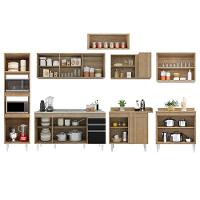 Armário De Cozinha Modulada De Canto 8 Peças Cp09 Balcão Com Pia Inox Castanho/preto - Lumil - 5