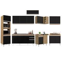 Armário De Cozinha Modulada De Canto 8 Peças Cp09 Balcão Com Pia Inox Castanho/preto - Lumil - 6