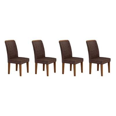 Kit 4 Cadeiras Sala Jantar Lunara 4 Un Imbuia Capuccino Suede Capuccino Rufato