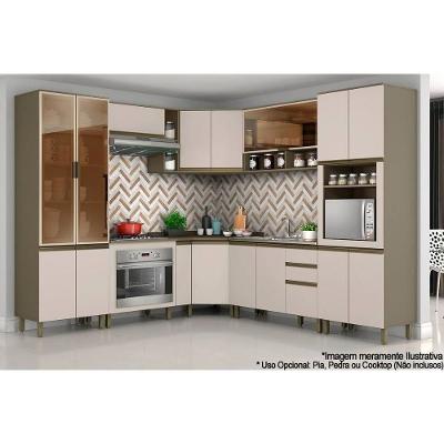 Cozinha 13 Peças (4 Armários + 2 Paneleiros + 4 Balcões + 3 Complementos) C6p15 Duna-cristal
