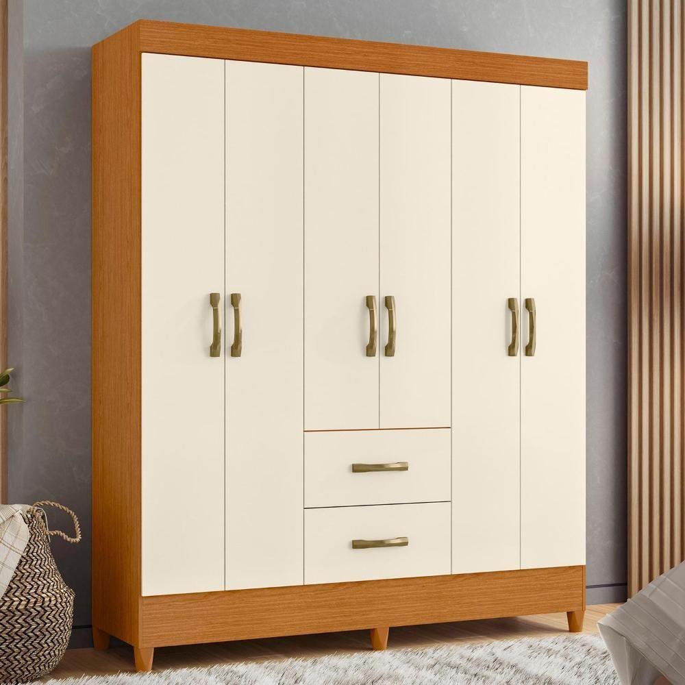 Guarda Roupa Mobi 6 Portas E 2 Gavetas Cinamomo-off White - Móveis Albatroz Cinamomo-off White - 2