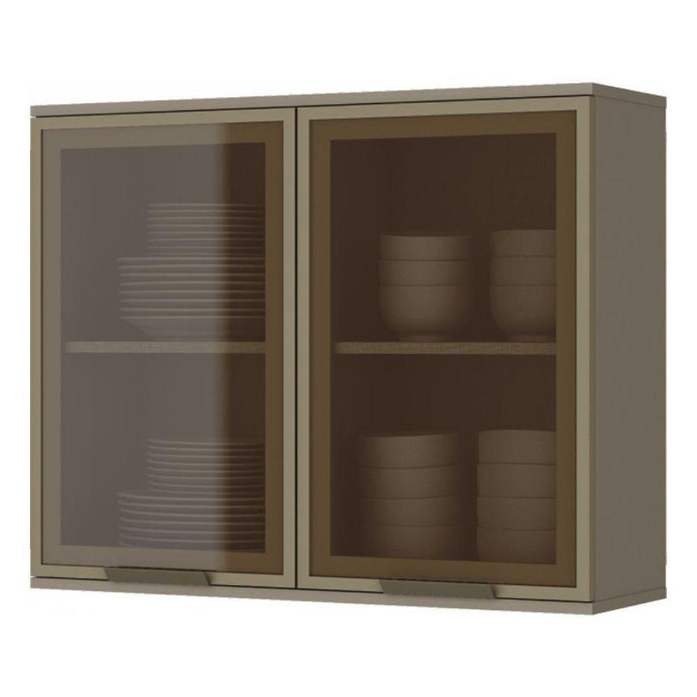 Armário Aéreo 2 Portas Vidro 80cm Connect Duna - Móveis Henn Duna - 2