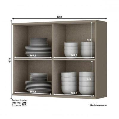Armário Aéreo 2 Portas Vidro 80cm Connect Duna - Móveis Henn Duna