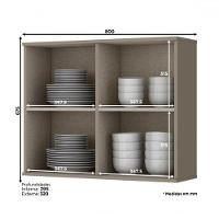 Armário Aéreo 2 Portas Vidro 80cm Connect Duna - Móveis Henn Duna - 1