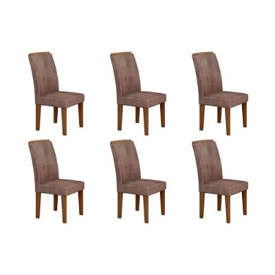Kit 6 Cadeiras Sala Jantar Lunara 6 Un Imbuia Suede Capuccino Rufato