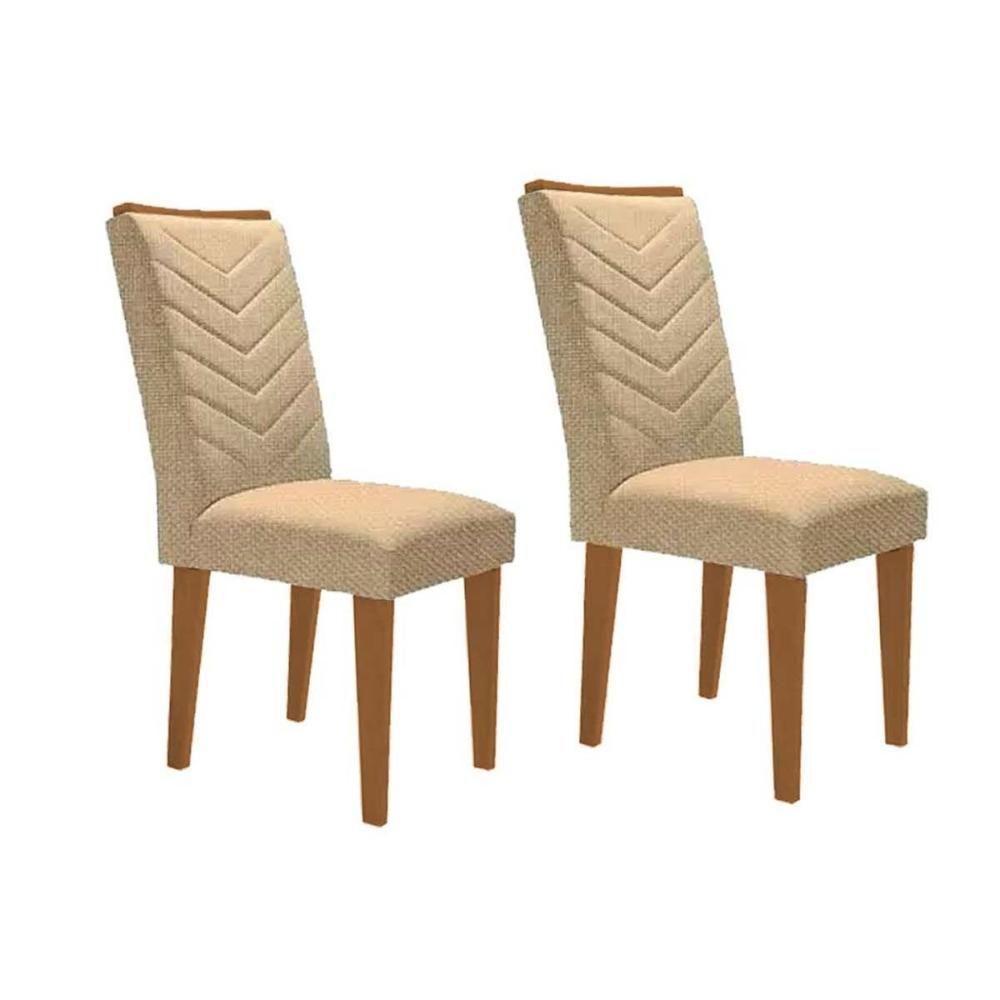 Kit 2 Cadeiras De Cozinha Londrina 2 Un Madeira Capuccino Linho Bege Turim Rufato - 1