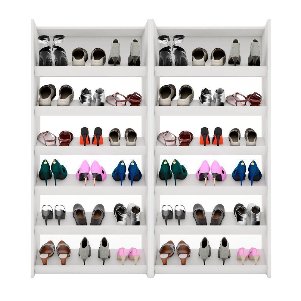 Kit 2 Armários Sapateira Multiuso Paris - Lumil Móveis Branco - 1