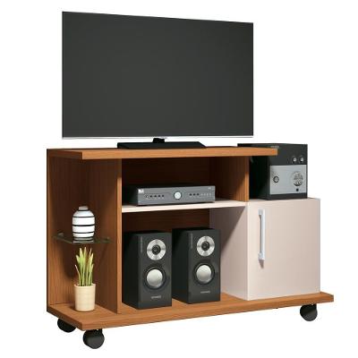 Rack Para Sala Pequena Tv Até 26 Pol. 100cm Marte H01 Off White-cinamomo - Mpozenato