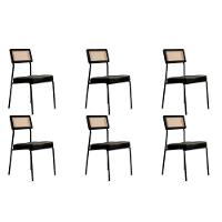 Cadeira Sala De Jantar 1741 Kit 6 Uni Preto-grafite - Preto - Carraro - 1