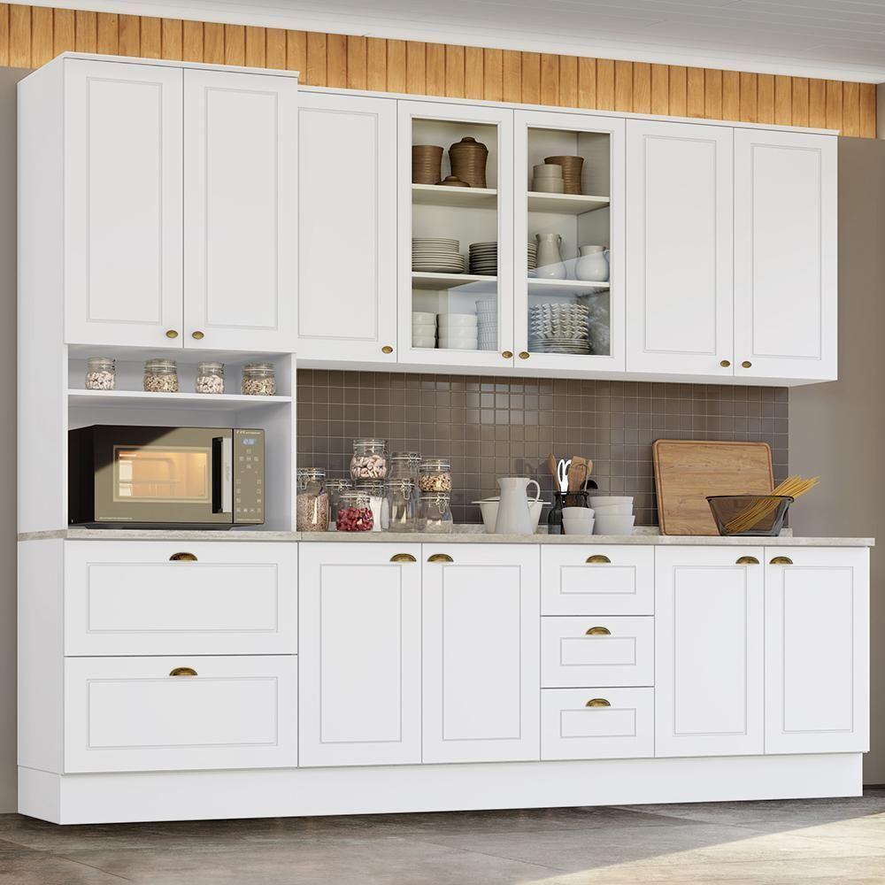 Cozinha Completa Americana 5 Peças Branco Com Torre Quente 1 Forno - Móveis Henn Branco - 2