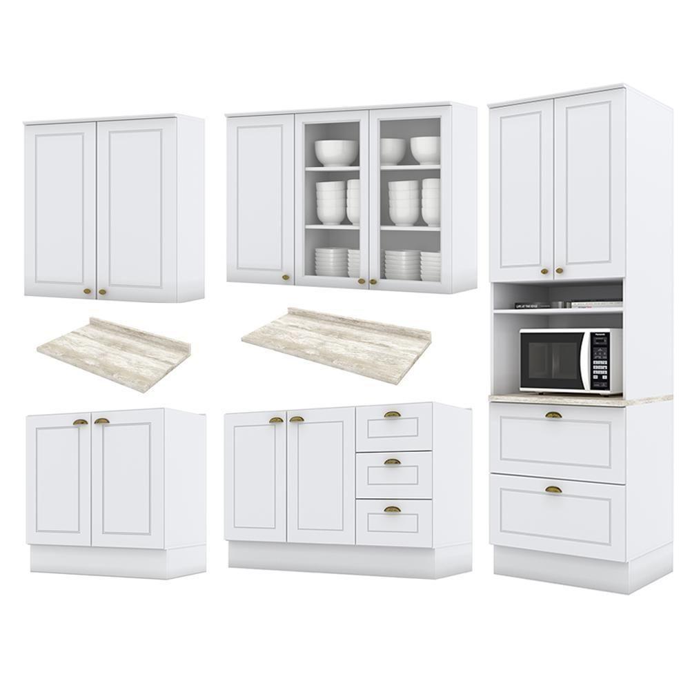 Cozinha Completa Americana 5 Peças Branco Com Torre Quente 1 Forno - Móveis Henn Branco - 3