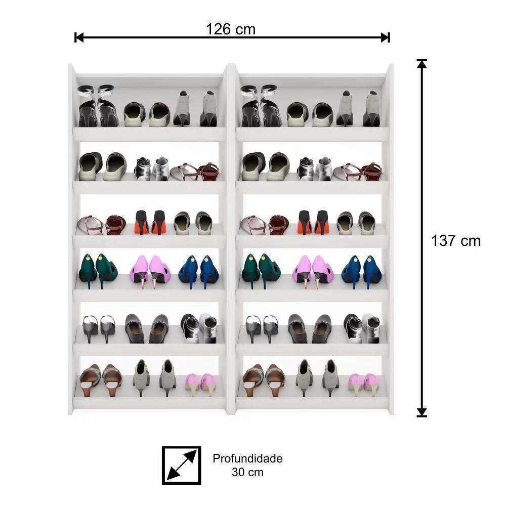 Sapateira Vertical Kit 2 Armário Multiuso Brunet L03 Branco - Mpozenato - 5