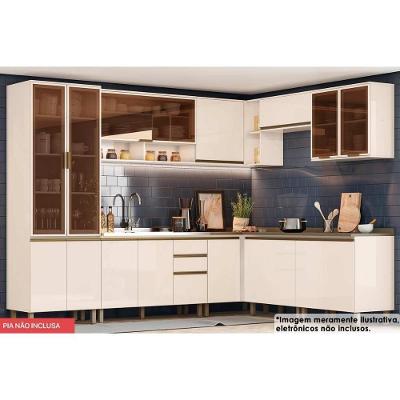 Cozinha Modulada Connect 12 Peças 4aéreos+4balcões+ 1 Paneleiro +3complementos C5p92 Off White2 Aéreos + 1 Balcão + 1 Complemento