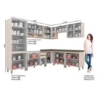 Cozinha Modulada Connect 12 Peças 4aéreos+4balcões+ 1 Paneleiro +3complementos C5p92 Off White2 Aéreos + 1 Balcão + 1 Complemento - 3