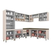 Cozinha Modulada Connect 12 Peças 4aéreos+4balcões+ 1 Paneleiro +3complementos C5p92 Off White2 Aéreos + 1 Balcão + 1 Complemento