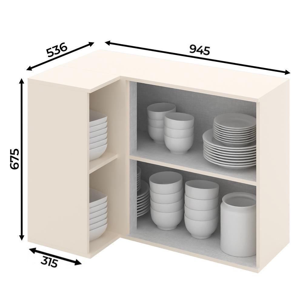 Armário Aéreo Canto Reto 1 Porta Connect Off White - Móveis Henn Off White - 3