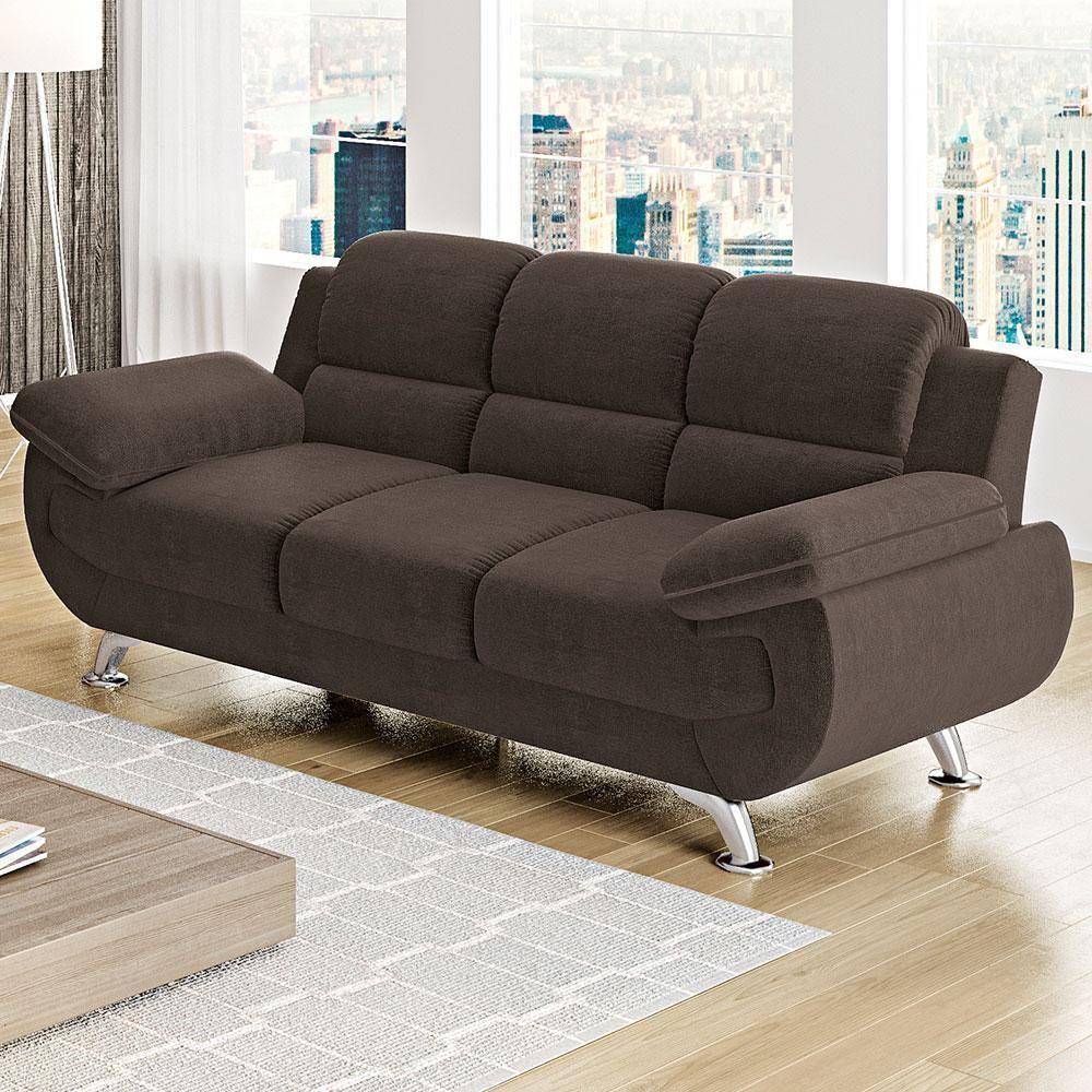 Conjunto De Sofá 2 E 3 Lugares Suede Café Avalon Linoforte Café - 2