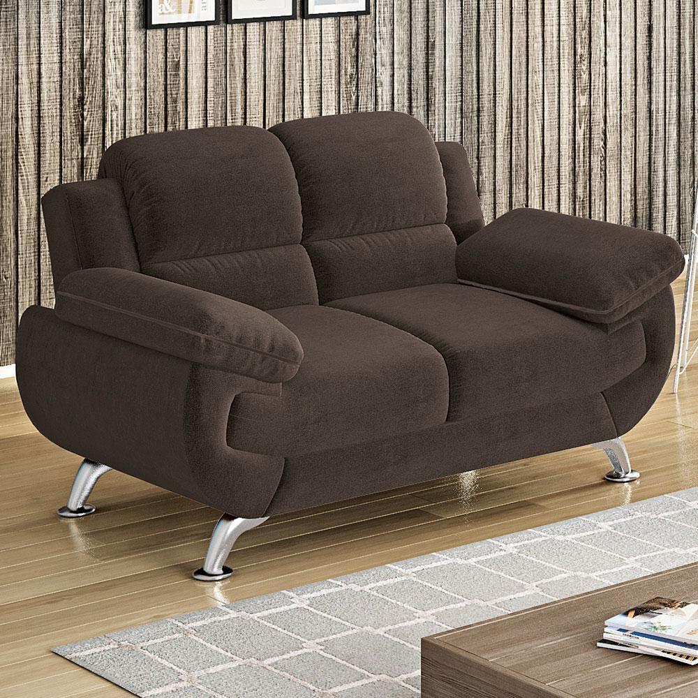 Conjunto De Sofá 2 E 3 Lugares Suede Café Avalon Linoforte Café - 3