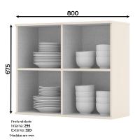 Armário Aéreo 2 Portas Vidro 80cm Connect Off White - Móveis Henn Off White - 3