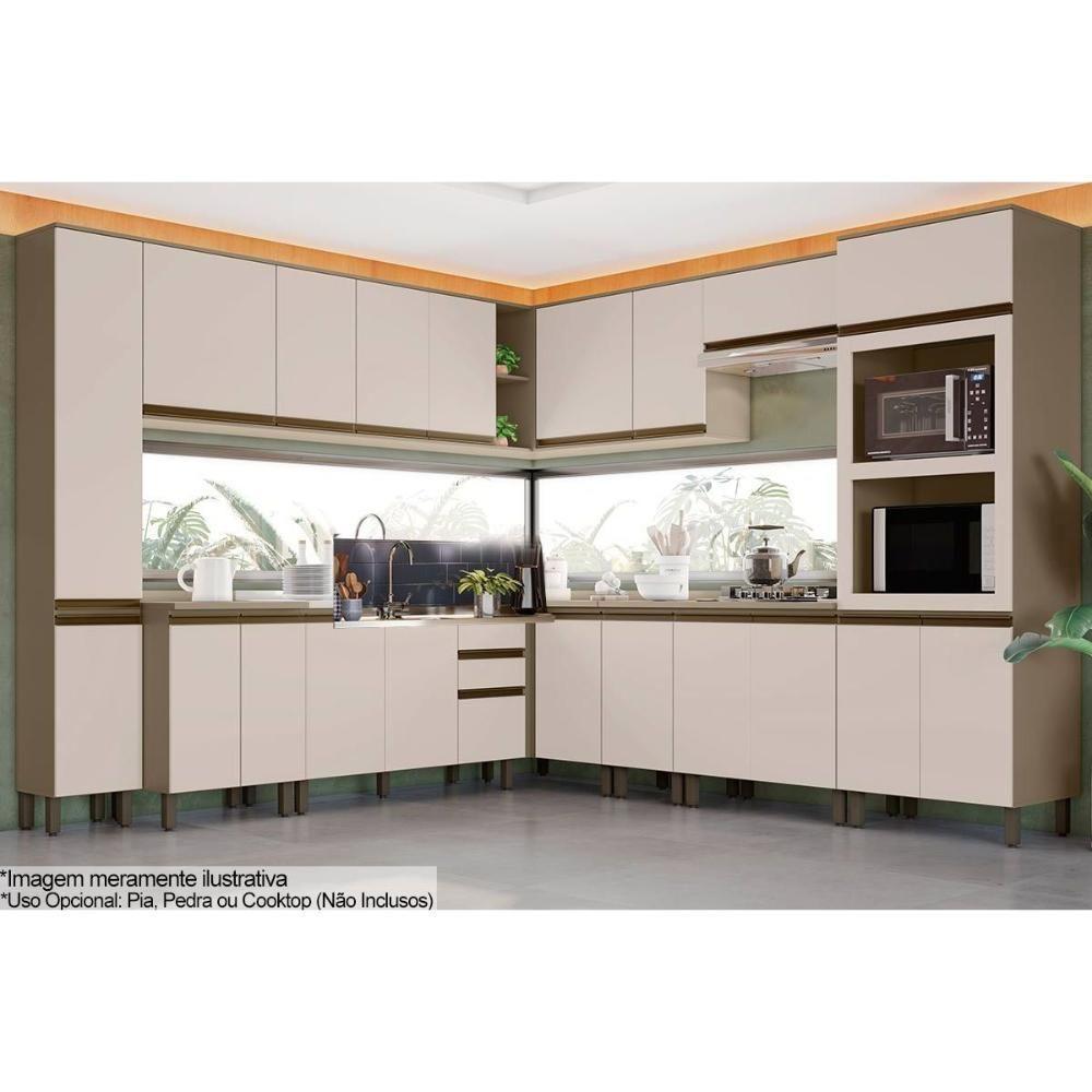 Cozinha Modulada Connect 16 Peças 5aéreos+5balcões+ 2 Paneleiros +4complementos C5p98 Duna Cristal2 Aéreos + 1 Balcão + 1 Complemento - 1
