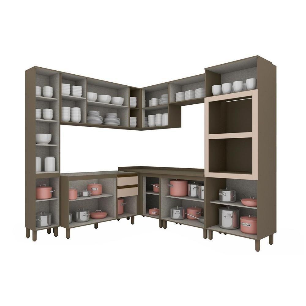 Cozinha Modulada Connect 16 Peças 5aéreos+5balcões+ 2 Paneleiros +4complementos C5p98 Duna Cristal2 Aéreos + 1 Balcão + 1 Complemento - 3