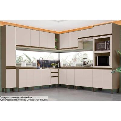 Cozinha Modulada Connect 16 Peças 5aéreos+5balcões+ 2 Paneleiros +4complementos C5p98 Duna Cristal2 Aéreos + 1 Balcão + 1 Complemento