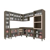 Cozinha Modulada Connect 16 Peças 5aéreos+5balcões+ 2 Paneleiros +4complementos C5p98 Duna Cristal2 Aéreos + 1 Balcão + 1 Complemento - 3