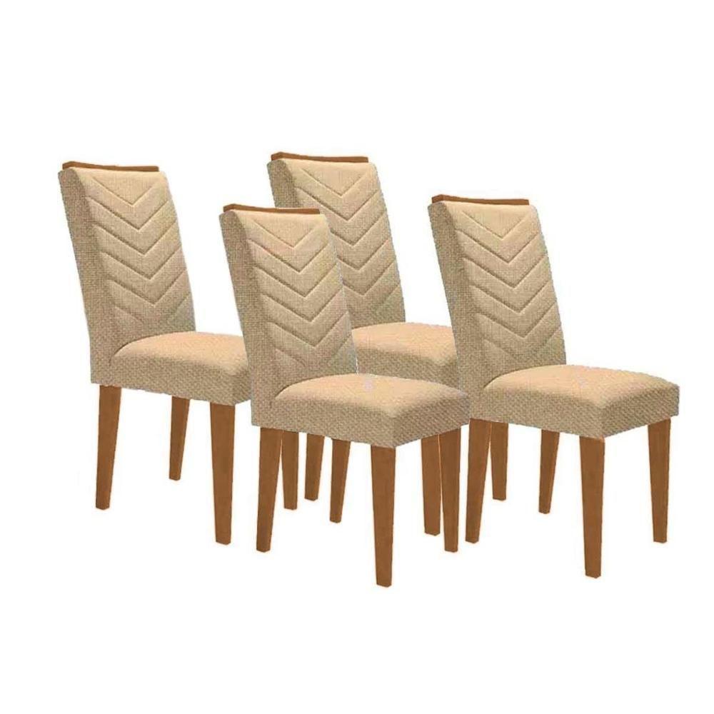 Cadeira De Cozinha Londrina Kit 4 Un Capuccino Linho Bege Turim Rufato - 1
