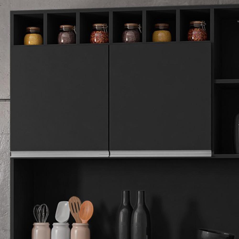 Kit Cozinha Compacta 130cm Com 6 Portas 1 Gaveta Alice Preto Fosco - Ajl Móveis - 3
