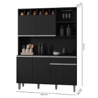 Kit Cozinha Compacta 130cm Com 6 Portas 1 Gaveta Alice Preto Fosco - Ajl Móveis