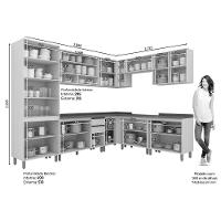 Cozinha 13 Peças (4 Armários + 1 Paneleiro + 4 Balcões + 4 Complementos) C6p06 Off White - 10