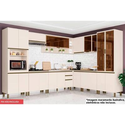 Cozinha 13 Peças (4 Armários + 2 Paneleiros + 4 Balcões + 3 Complementos) C5p83 Off White