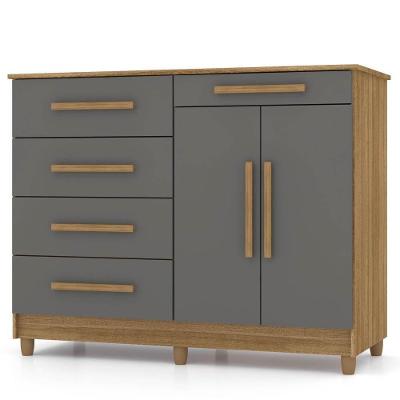 Cômoda Para Quarto Com Sapateira 2 Portas 4 Gavetas Lírio V02 Nature-alasca - Mpozenato