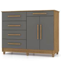 Cômoda Para Quarto Com Sapateira 2 Portas 4 Gavetas Lírio V02 Nature-alasca - Mpozenato - 1
