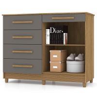 Cômoda Para Quarto Com Sapateira 2 Portas 4 Gavetas Lírio V02 Nature-alasca - Mpozenato - 3