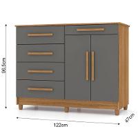 Cômoda Para Quarto Com Sapateira 2 Portas 4 Gavetas Lírio V02 Nature-alasca - Mpozenato