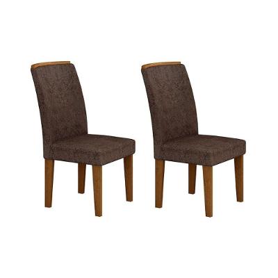 Kit 2 Cadeiras Sala Jantar Lunara 2 Un Capuccino Suede Capuccino Rufato